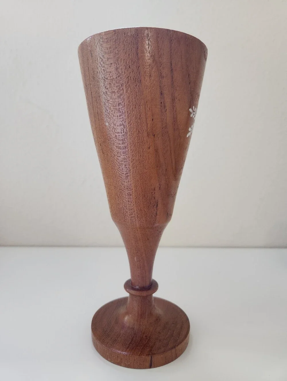 Signed D Woldt Hand Painted Wooden Folk Art Vase Scandinavian Style